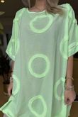 Made in Italy Sa Caleta Circle Longline Boyfriend Top Washed Twist of Lime /5 =